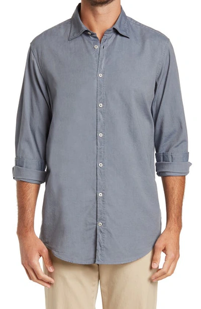 Massimo Alba Watercolor Oxford Cotton Button-up Shirt In Navy