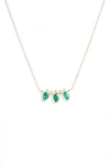 Anzie Bouquet Diamond Mini Fan Necklace In Emerald