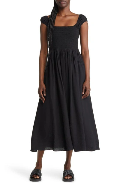 Moon River Smocked Detail Maxi Dress In Black | ModeSens