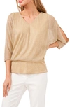 Chaus Metallic Cold Shoulder Top In Light Brown