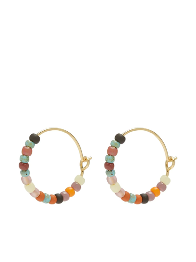Anni Lu Multicolour Maya Beach Beaded Hoop Earrings In Gold