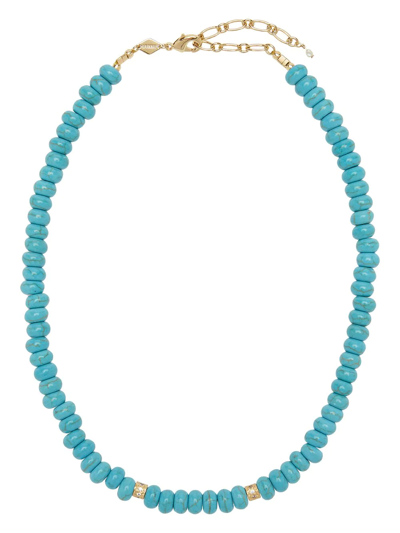 Anni Lu Pacifico 18ct Gold-plated Brass, Cubic Zirconia And Turquoise Necklace In Blue Multi