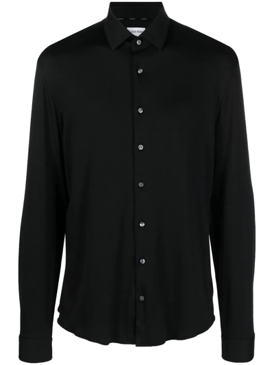 Calvin Klein Plain Long-sleeve Shirt In Schwarz