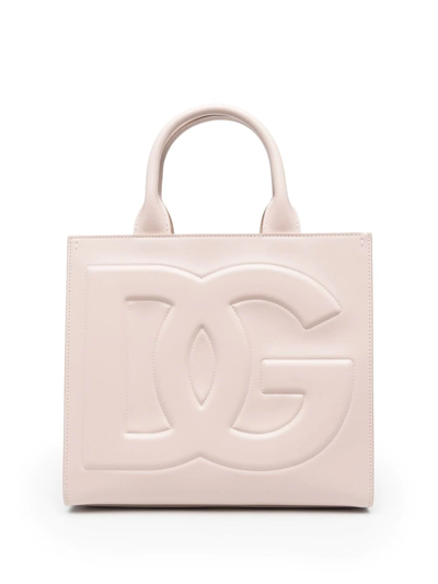 Dolce & Gabbana Debossed-logo Tote Bag In Pink