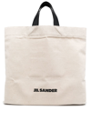 JIL SANDER LOGO-PRINT LINEN TOTE BAG