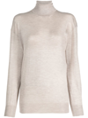 Tom Ford Ribbed-knit Roll Neck Sweater In Nude