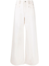 Isabel Marant White Denim Lemony Flared Leg Jeans In Nude
