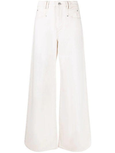 Isabel Marant Women White Denim Lemony Flared Leg Jeans