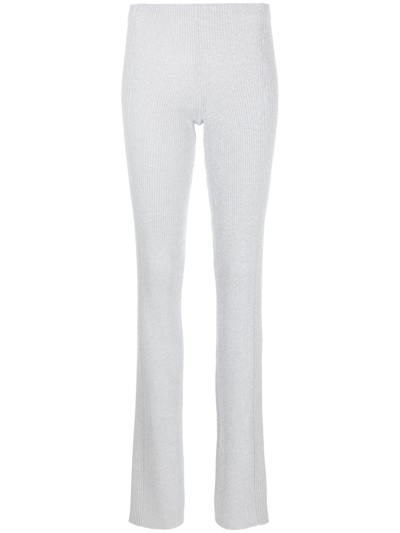 Dion Lee Ribbed-knit Slip-on Trousers In Grau