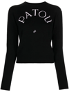 Patou Intarsia-knit Logo Fitted Jumper In Black