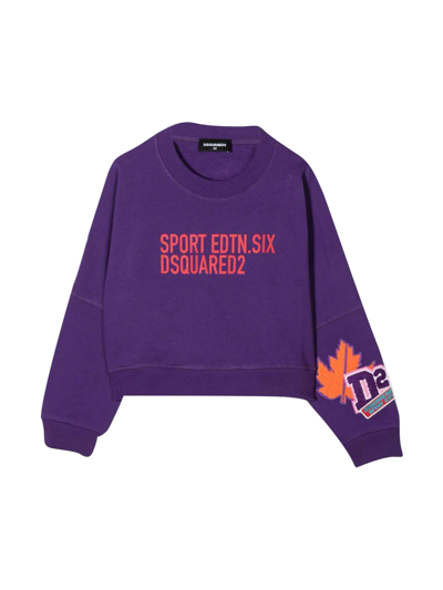 Dsquared2 Teen Unisex Crewneck Sweatshirt With Print In Viola