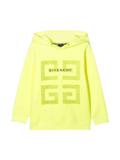Givenchy Kids' Logo And 4g Cotton-blend Jersey Hoodie In Yellow