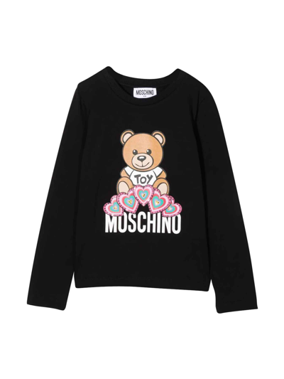 Moschino Kids' Unisex Sweatshirt With Teddy Bear Print In Nero Black