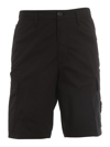 Stone Island Classic Logo Detail Bermuda Shorts In Nero