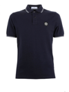 Stone Island Striped Trim Polo Shirt In Blu