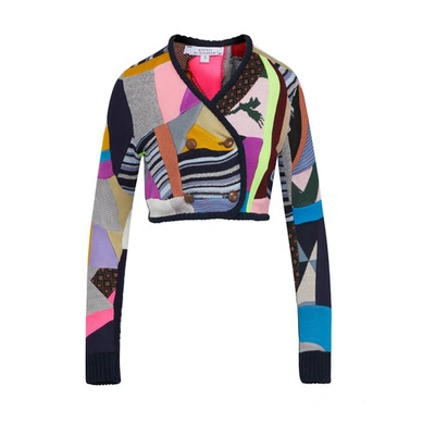 Ksenia Schnaider Patchwork Cropped Cardigan In Multicolor