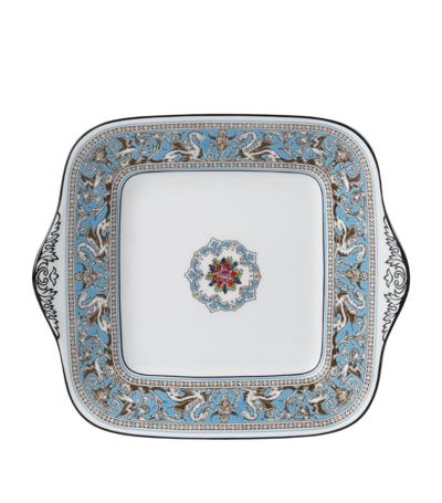 Wedgwood Florentine Turquoise Cake Plate Square (27cm) In Blue