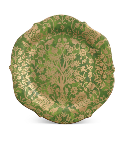 L'objet X Fortuny Alberelli Large Platter, 14" Round In Gold Green