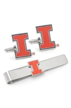 CUFFLINKS, INC NCAA ILLINOIS CUFF LINKS & TIE BAR