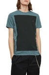 Allsaints Lobke Cotton Colorblock T-shirt In Aged Blue/ Washed Black