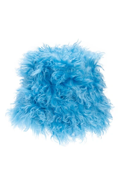 Dries Van Noten Gilly Mohair & Cotton Faux Fur Bucket Hat In Light Blue