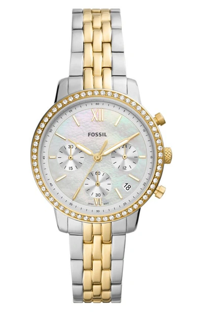 FOSSIL FOSSIL NEUTRA CHRONOGRAPH CRYSTAL BRACELET WATCH, 36MM