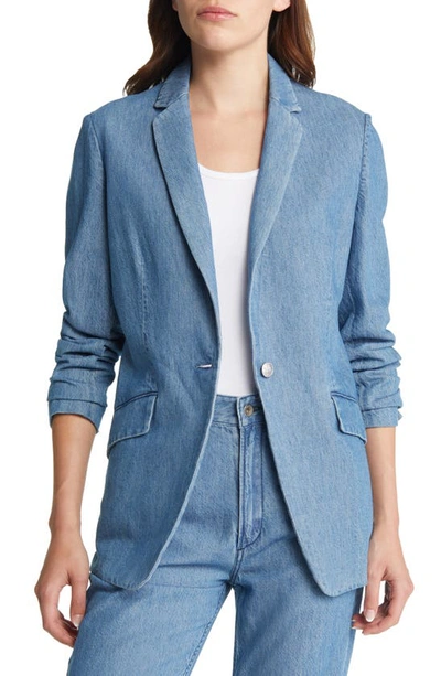 Rag & Bone Margot Cotton & Linen Denim Blazer In Dark Indigo