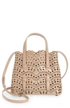 Alaïa Small Mina Perforated Leather Tote In Beige
