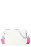 Mz Wallace Pippa Large Iridescent Quilted Crossbody Bag In Pearl Iridescent/silver