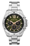 Michael Kors Men's Brecken Stainless Steel Chronograph Watch In Green/silver