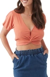 O'neill Hilda Knot Front Knit Crop Top In Mecca