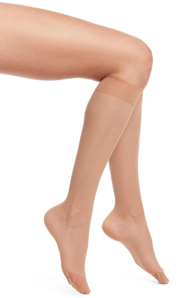 Item M6 Sheer Compression Knee High Socks In Butterscotch