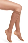 Item M6 Sheer Compression Knee High Socks In Milk Chocolate