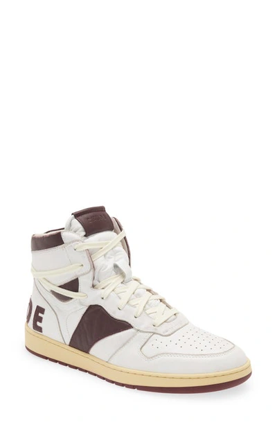 Rhude Men's Rhecess Bicolor Leather High-top Sneakers In White