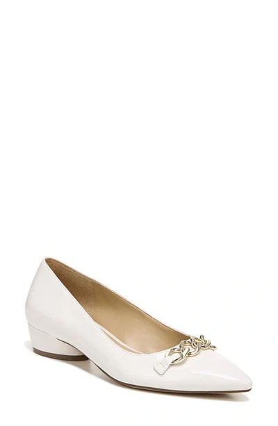 Naturalizer Becca Skimmer Pointed Toe Pump In Satin Pearl White Leather