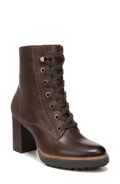 Naturalizer Callie Womens Leather Zipper Mid-calf Boots In Chocolate Brown Leather