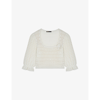 Maje Marcia Floral Appliqué Pointelle Sweater In Blanc