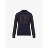 Giorgio Armani Raised-logo Relaxed-fit Wool-blend Turtleneck Jumper In Fant.blu Navy