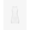 Wardrobe.nyc Fitted Ribbed-trim Cotton-jersey Mini Dress In White