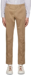 ZEGNA TAN FLAT FRONT TROUSERS
