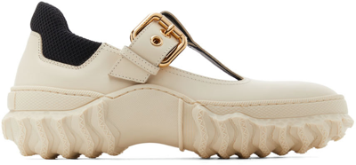 Marni Buckled T-bar Leather Sneakers In Silk White Silk White