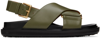 Marni Fussbett Colour-block Leather Sandals In 00v69 Dark Olive