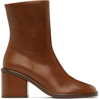 Chloé Meganne Block-heel Leather Ankle Boots In 25i Rosewood Brown