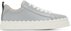 Chloé Lauren Leather Sneakers In Cold Grey