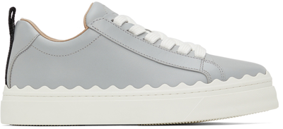 Chloé Lauren Leather Sneakers In Grey