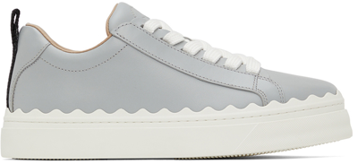 Chloé Lauren Leather Sneakers In Grigio