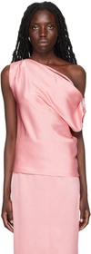 Paris Georgia Women's Christophe Draped Satin Off-the-shoulder Top In Dusty Pink