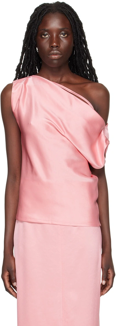 Paris Georgia Women's Christophe Draped Satin Off-the-shoulder Top In Pink
