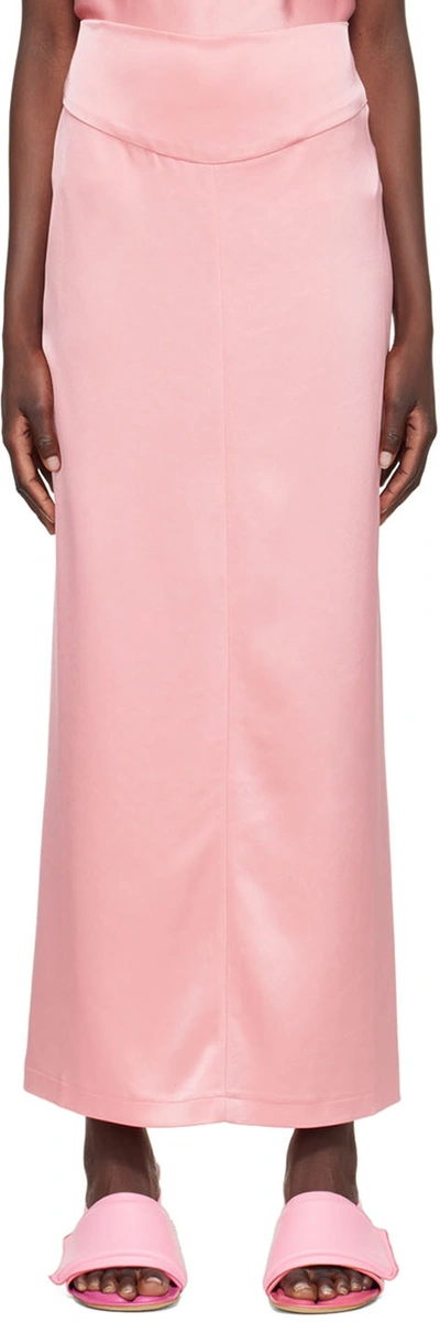Paris Georgia Women's Staple Satin Maxi Skirt In Pink