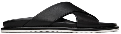 Paul Stuart Men's Punta Crisscross Leather Slide Sandals In Black